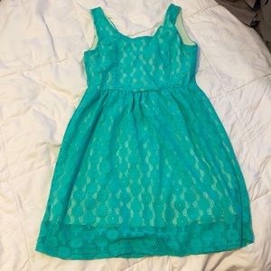 Unique teal lacy dress
